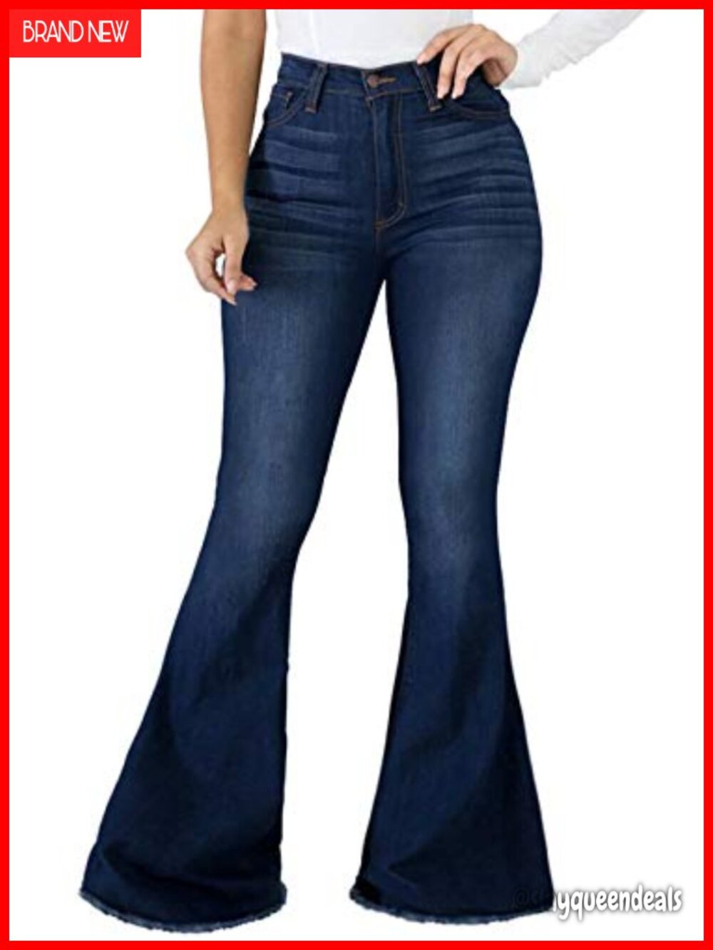 SeNight High Waist Flared Ripped Jeans Raw Hem